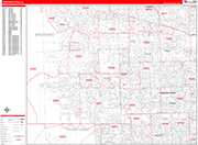 Pembroke Pines  Wall Map Red Line Style